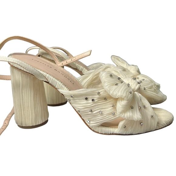 Loeffler Randall Camellia Pearl Rhinestone Pleated Heels sz 6B - Picture 2 of 16